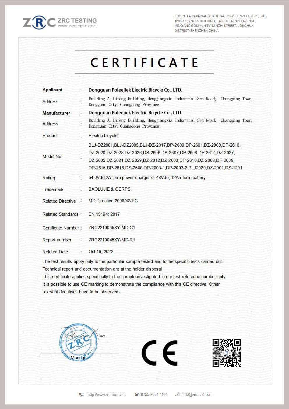 CE-EN 15194 Certificate